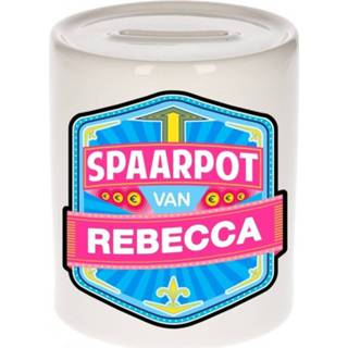 👉 Spaarpot keramiek multikleur kinderen Kinder Voor Rebecca - Naam Spaarpotten 8719538616189