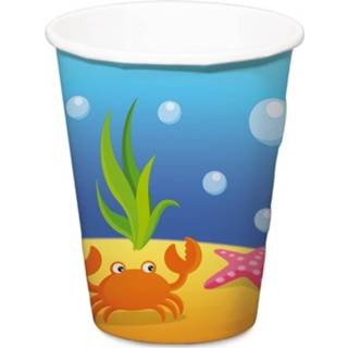 👉 Beker karton multikleur 4x Zeemeermin Themafeest Bekertjes 350 Ml 8719538811232