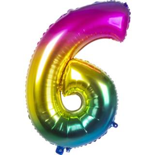 👉 Folieballon multikleur Boland Cijfer 6 Latex Regenboog 86 Cm 8712026220561