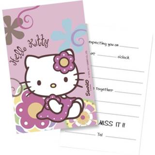 👉 Uitnodigingskaart roze Haza Original Uitnodigingskaarten Hello Kitty 6 Stuks 8003990615522