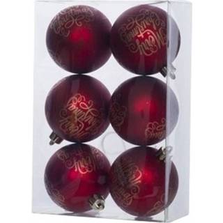 👉 Kerstbal rode rood kunststof plastic 6x Kerstballen 6 Cm - Tekst Onbreekbare Kerstboomversiering 5400586252155