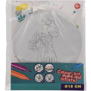 👉 Multikleur Free And Easy Inkleur Ballon Zelfopblaasbaar 18 Cm Giraffe 8719817534241