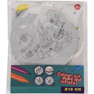 👉 Multikleur Free And Easy Inkleur Ballon Zelfopblaasbaar 18 Cm Koe 8719817534258