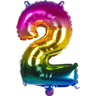 👉 Folieballon multikleur Boland Cijfer 2 Latex Regenboog 36 Cm 8712026219824