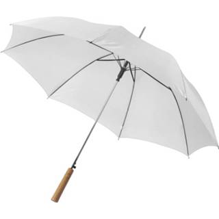 👉 Automatische paraplu wit houten polyester 102 Cm Doorsnede In Het - Grote Met Handvat 8720147541939