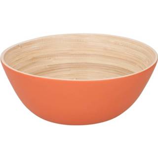 Snackschaal oranje bamboe hout Snack Schaal 17 Cm - Snackschaaltjes/chipsbakjes Serveerschalen 8720147275957