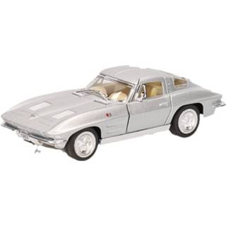 👉 Modelauto zilver metaal zilverkleurig Chevrolet Corvette 1963 13 Cm - Speelgoed Auto Schaalmodel 8720147289534