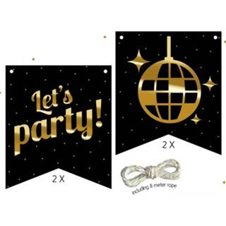 👉 Karton zwart Haza Original Vlaggenlijnkit 'Let's Party' 8 Meter 5-delig 8711319051233