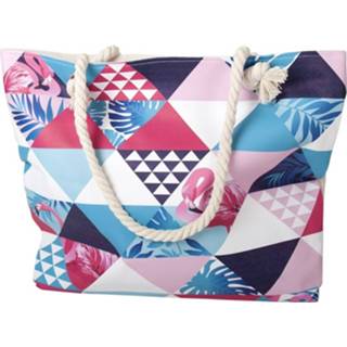 👉 Strandtas roze blauw polyester Gerimport Flamingo 44 X 35 Cm Roze/blauw 8430540891967