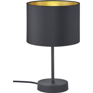 👉 Tafellamp zwart staal textiel goudkleurig Trio Hostel 33 X 22 Cm Staal/textiel Zwart/goud 4017807392555