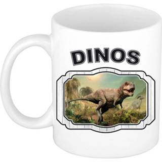 👉 Dinosaurus keramiek wit Dieren Liefhebber T-rex Mok 300 Ml - Kerramiek Cadeau Beker / Dinosaurussen 8720276677240