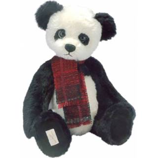 👉 Knuffelbeer zwart wit pluche Clemens Panda Shan 35 Cm Zwart/wit 4002053073440