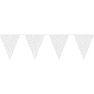 👉 Vlaggenlijn wit kunststof multikleur Glitter White 6mtr 8714572602310
