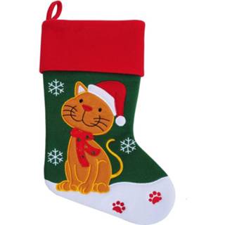 👉 Kerstsokken polyester rood Kerstsok Voor De Kat /Poes 45 Cm Huisdier - Huisdieren 8720276705431