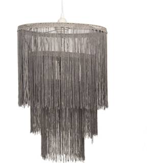 Hanglamp grijs IJzer textiel - Ø 35*45 cm e27/max 1*60w / Clayre & Eef 6LMP631 8717459700109