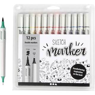 👉 Meerkleurig Creotime Sketch Markers Dubbel Set 12 stuks 5712854350495