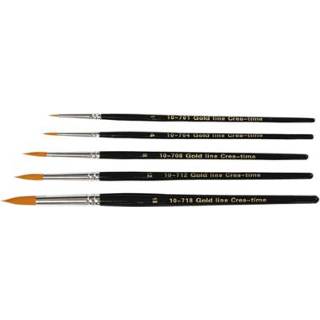 👉 Acryl penseel goud GeenKleur Creotime Gold Line Penselen Rond Set 5 stuks 5707167141465