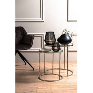 👉 Bijzettafel Duarte - Glas/Nikkel - Ø50x52cm