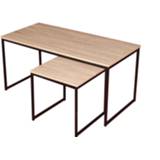 Industriële salontafel MDF hout bruin met Bijzettafel - Industrieel design Metalen frame Interieur Model Colorado 48x100x48cm Woonmeubel 8720359703613