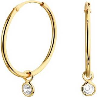 👉 Oorring geelgoud zilver One Size goudkleurig TFT Oorringen Met Hangers Zirkonia Op Glanzend 8718834570218