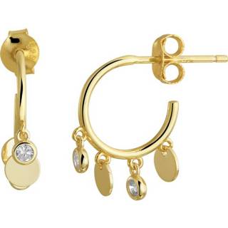 👉 Zirkonia geelgoud zilver One Size goudkleurig TFT Stekercreolen Op Glanzend 8718834672929