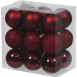 👉 18x Donkerrode kunststof kerstballen 5 cm - Glans/mat/glitter - Onbreekbare plastic kerstballen donkerrood