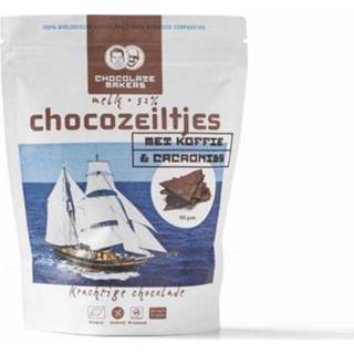 👉 Chocolatemakers Chocozeiltjes donkere melk 52% koffie & nibs 100 gram 8719324515191