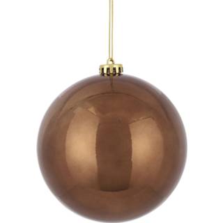 👉 Kerstbal bruin kunststof 3x Grote kerstballen kastanje 15 cm - onbreekbare 8720276195911