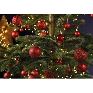 👉 Kerstbal rode rood kunststof 100x kerstballen 3, 4 en 6 cm - Glans/mat/glitter Kerstboom versiering/decoratie 8720147556698