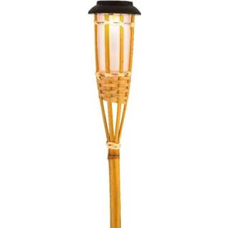 👉 1x Buiten/tuin LED fakkel Bodi solar verlichting bamboe 54 cm vlam - Tuinfakkel - Tuinverlichting - Tuinlampen - Solarlampen op zonne-energie