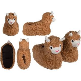👉 Pantoffels bruin kinderen Alpaca/Lama voor - sloffen 8719538575868