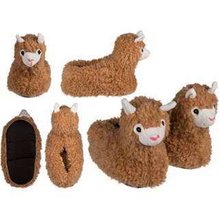 Pantoffels bruin kinderen Alpaca/Lama voor - sloffen 8719538575868