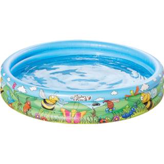 👉 Blauw/bloemen opblaasbaar zwembad 122 x 23 cm speelgoed - Rond zwembadje - Pierenbadje - Buitenspeelgoed voor kinderen