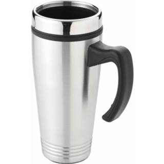 👉 Beker One Size zilver 2x stuks thermo warmhoud koffie bekers 0,5 liter 8720276781008