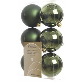 👉 Onbreekbare kerstballen mix groen - 12 stuks - kerstversiering kerstballen 8 cm