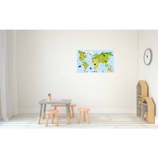 👉 Poster One Size meerkleurig kinderen wereldkaart met dieren / natuurlijke leefgebieden - 84 x 52 cm kinderkamer school decoratie natuur posters leerzaam kinderposters cadeau dierenliefhebber 8720276550796