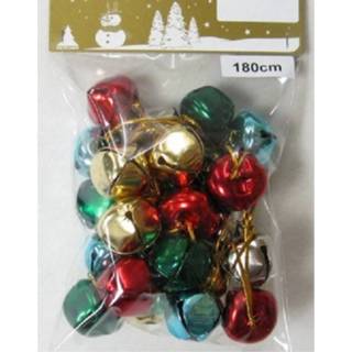 👉 Slinger metalen One Size meerkleurig 2x Gekleurde slingers met 18 klokjes/belletjes 180 cm - Kerstversiering/kerstdecoratie 8720276658782