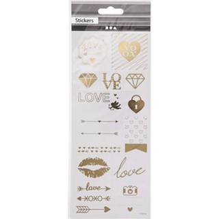 👉 Stickervel gouden One Size goud Love met 14 liefdes stickers 8719538263437