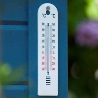 👉 Binnen/buiten thermometer wit kunststof 5 x 20 cm - Buitenthemometers - Temperatuurmeters