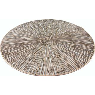 👉 Placemat goud kunststof 12x stuks ronde placemats geponst 38 cm van