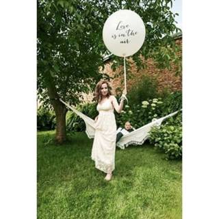 👉 Mega ballon wit One Size meerkleurig ballonnen met Love is in the air tekst - Bruiloft feestartikelen en versieringen 1 meter diameter 8719538075306