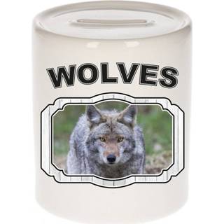 👉 Spaarpot keramiek One Size meerkleurig jongens meisjes Dieren liefhebber wolf 9 cm en - Cadeau spaarpotten wolven 8720276789158