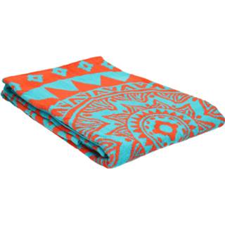 👉 Luxe badlaken/strandlaken handdoek 90 x 170 cm - Sunkiss blauw/rood mandala print - Ibiza style