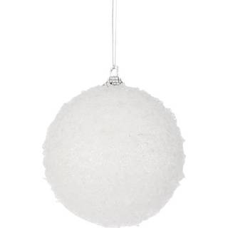 👉 2x Witte sneeuw kerstballen/sneeuwballen 8 cm - Kerstboomversiering/kerstversiering/boomversiering