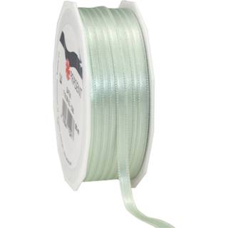 👉 Groene 1x Luxe hobby/decoratie mint satijnen sierlinten 0,6 cm/6 mm x 50 meter