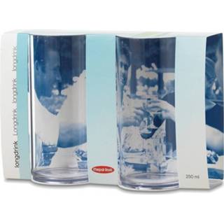 👉 Long drinkglas kunststof transparant 4x Longdrinkglazen van 250 ml - Onbreekbare camping/picknick glazen 8719538972704