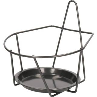 👉 Grijze bloempot muurhangers voor potmaat 18 cm metaal - Muurpothangers voor plantenbakken/bloembakken - Tuin/muur