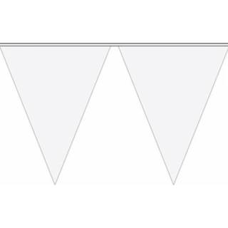 👉 Vlaggenlijn witte plastic One Size wit bruiloft decoratie - 10 meter 8718758063841