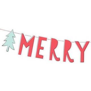 Banner feestslinger Merry Christmas - Kerst versiering decoratie banner/slinger rood One Size 34097 effectconnect-shoppartners-P_1 Banner rood One Size feestslinger Merry Christmas 12 x 120 cm - Kerst versiering/decoratie banner/slinger 8720147629620