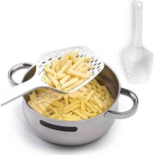 👉 Vergietschep/lepel wit - 34 cm - Koken - Keukengerei - Zeeflepel